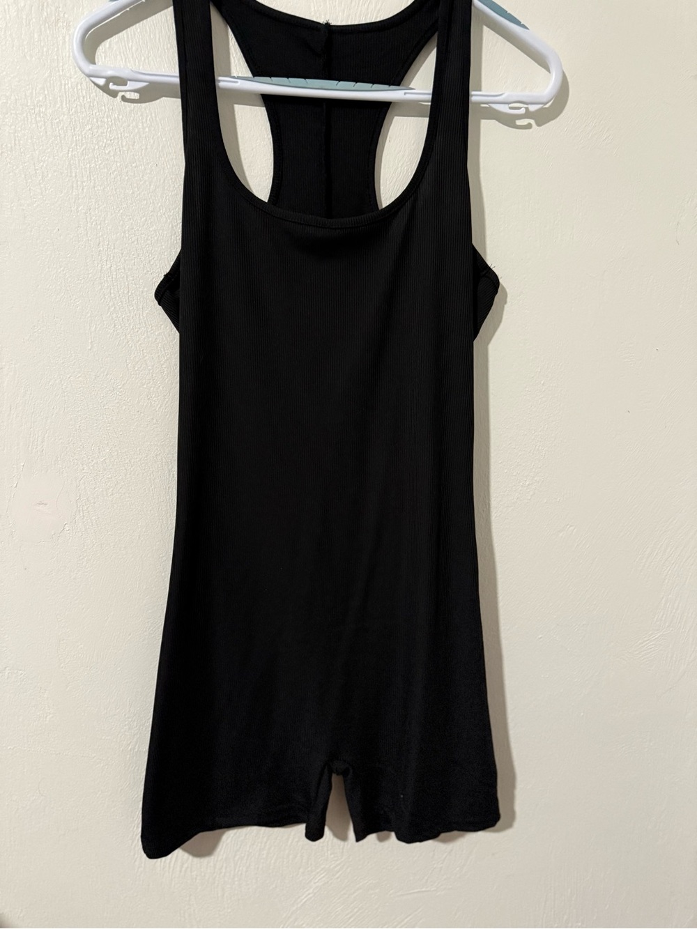 SHEIN Black Ribbed Racerback Jumpsuit Romper